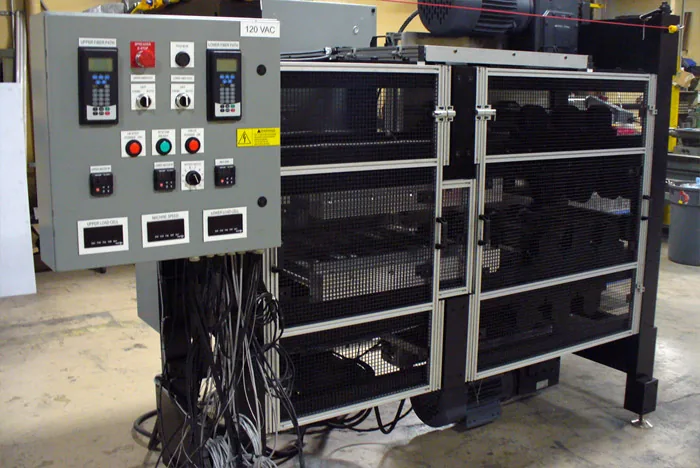 Control cabinet on a wheeled equipment frame