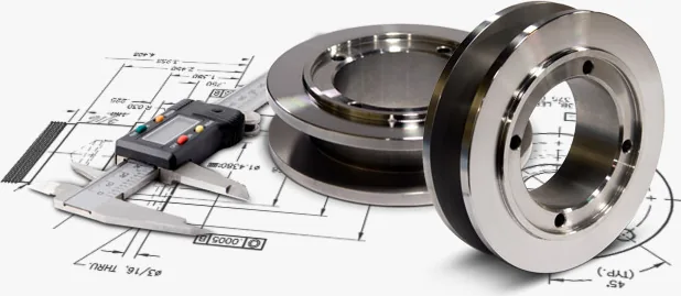 Engineering drawing with caliper and machined rings
